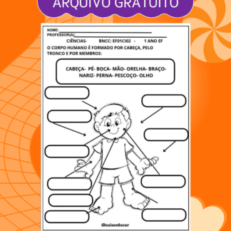 O Corpo Humano- atividade pedagógica grátis