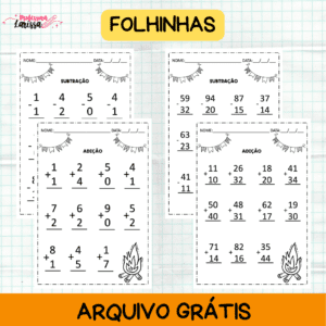 Folhinhas adição e subtração