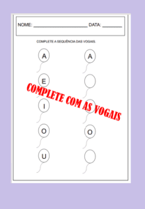Atividade: sequência das vogais