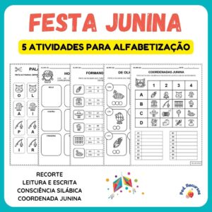 Combo 5 atividades Festa Junina para alfabetização
