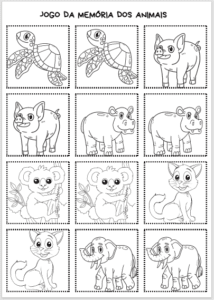 Jogo da memória dos animais