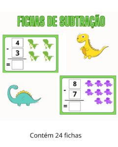 Fichas de Subtração -Dinos