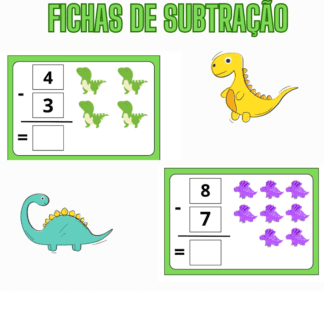 Fichas de Subtração -Dinos
