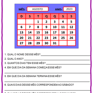 ATIVIDADES CALENDÁRIO