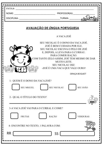 AVALIACAO 1º ANO- LÍNGUA PORTUGUESA E MATEMÁTICA ✏️ - Image 3