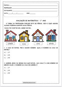 Avaliação de Matemática 1° ano