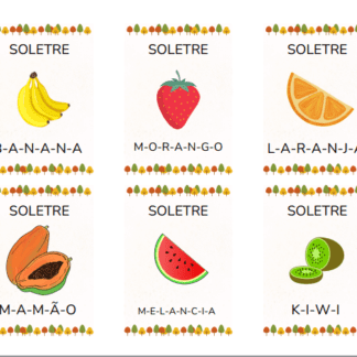 Soletrando frutas, verduras e legumes