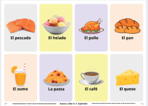 Bingo dos alimentos (ESPANHOL)