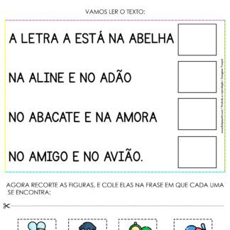 Textos das letras do alfabeto