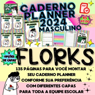 CADERNO PLANNER 2024 FLORKS MASCULINO