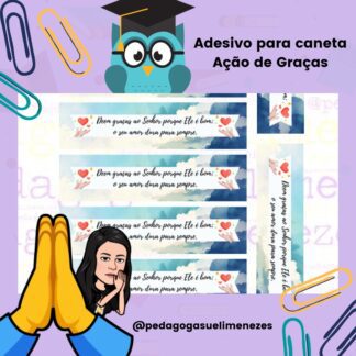 Adesivo para caneta BIC - tema: Ação de Graças