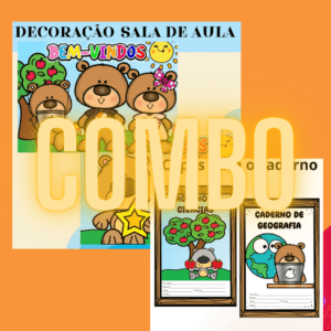 Combo decoração ursinho e capas caderno