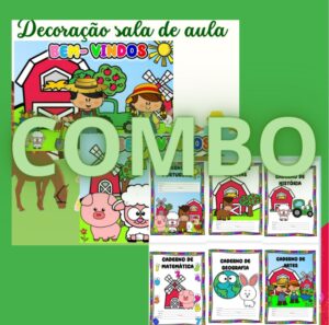 Combo decoração capas de caderno fazendinha