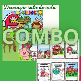 Combo decoração capas de caderno fazendinha