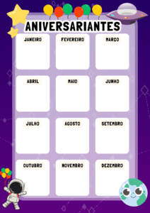 CARTAZ DE ANIVERSARIANTES ASTRONAUTA