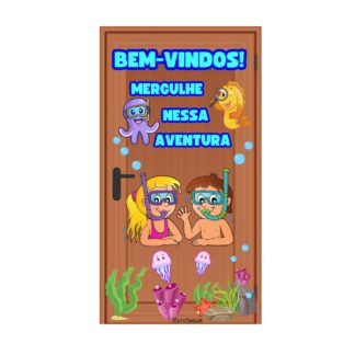Painel de porta bem-vindos: tema fundo do mar