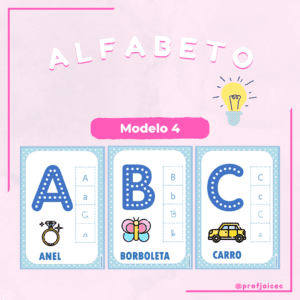 Alfabeto azul com formatos de letras