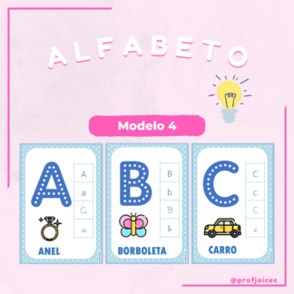 Alfabeto azul com formatos de letras