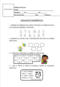 AVALIAÇÃO DIAGNÓSTICA – 1º ANO