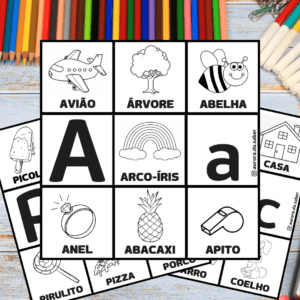 Figuras com as Letras (Preto e Branco – Colorir)