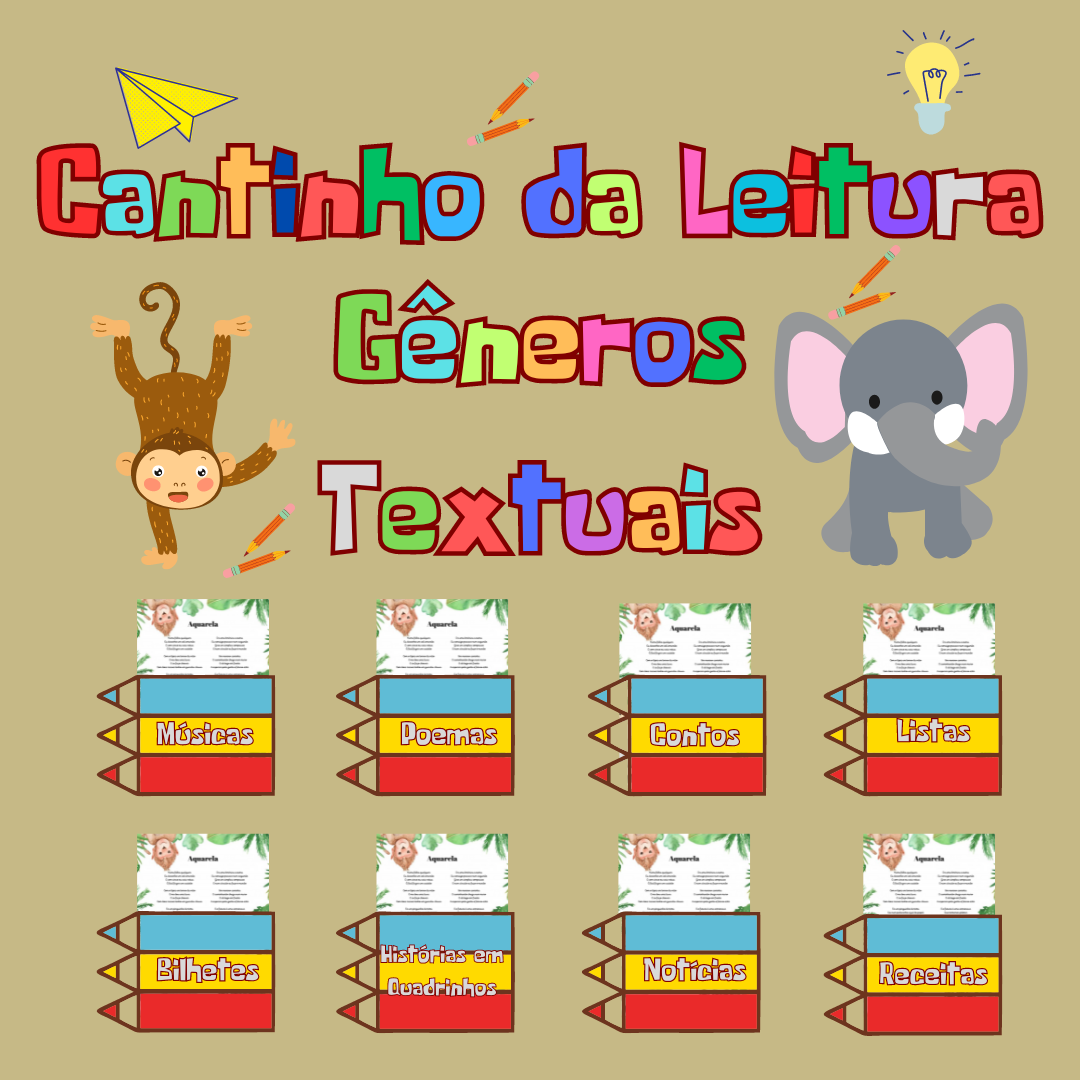 Cantinho da Leitura e Gêneros Textuais – Painel tema animais