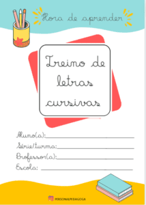 Treino de letras cursivas – pauta numerada