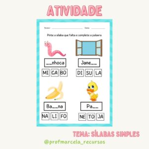 Atividade silabas simples