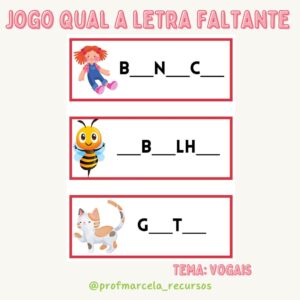 Jogo ache a letra faltante vogais