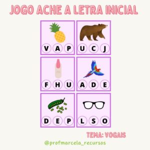 Jogo ache a letra inicial vogais