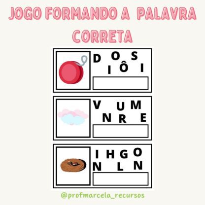 Jogo formando a palavra correta