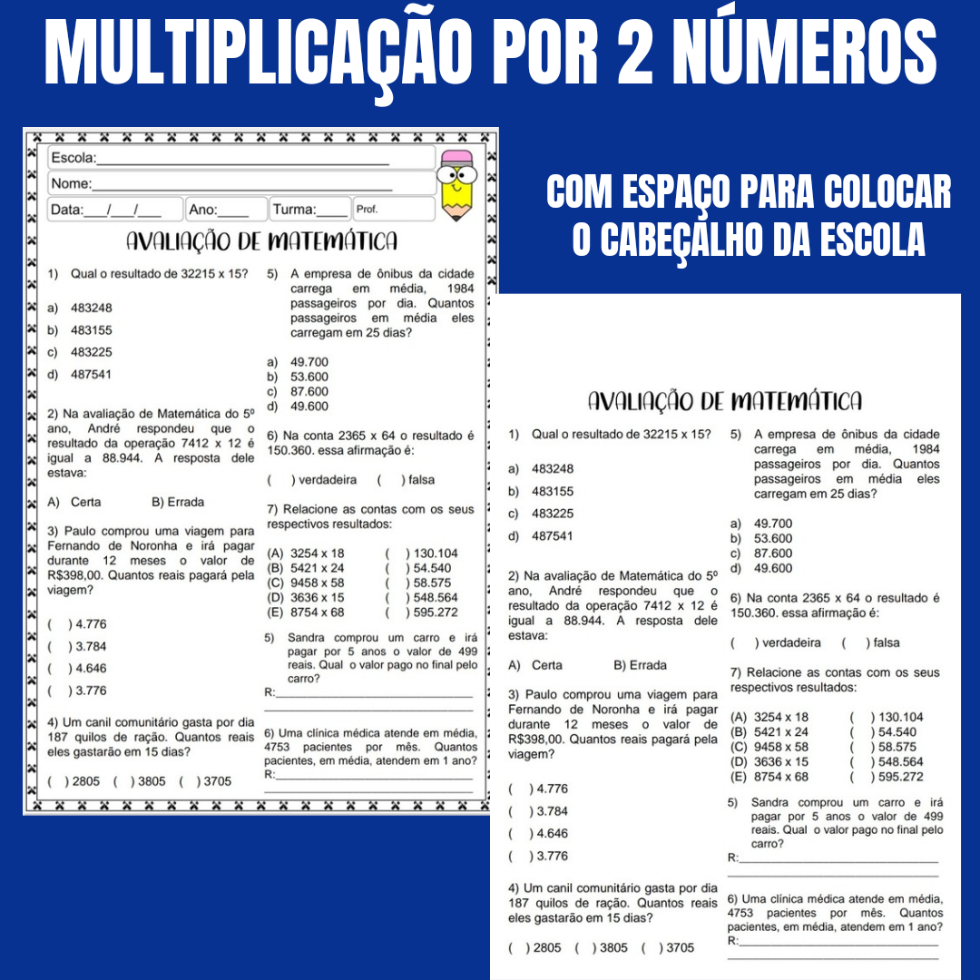 Atividades de multiplicação por 2 números 4º e 5º anos - Imagem 8