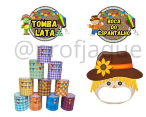 kit brincadeiras juninas( tomba lata e boca do espantalho