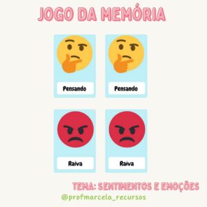 Jogo da memória emoções e sentimentos