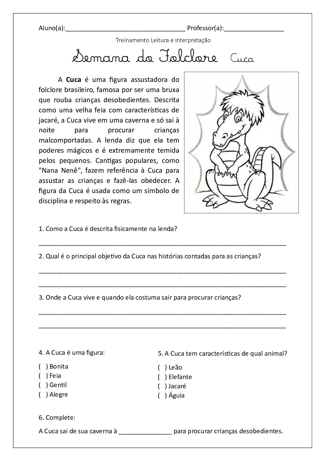 Folclore: Cuca - Leitura + Interpretação