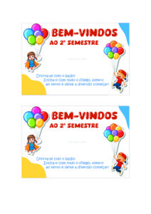Cartão BEM-VINDOS de volta!