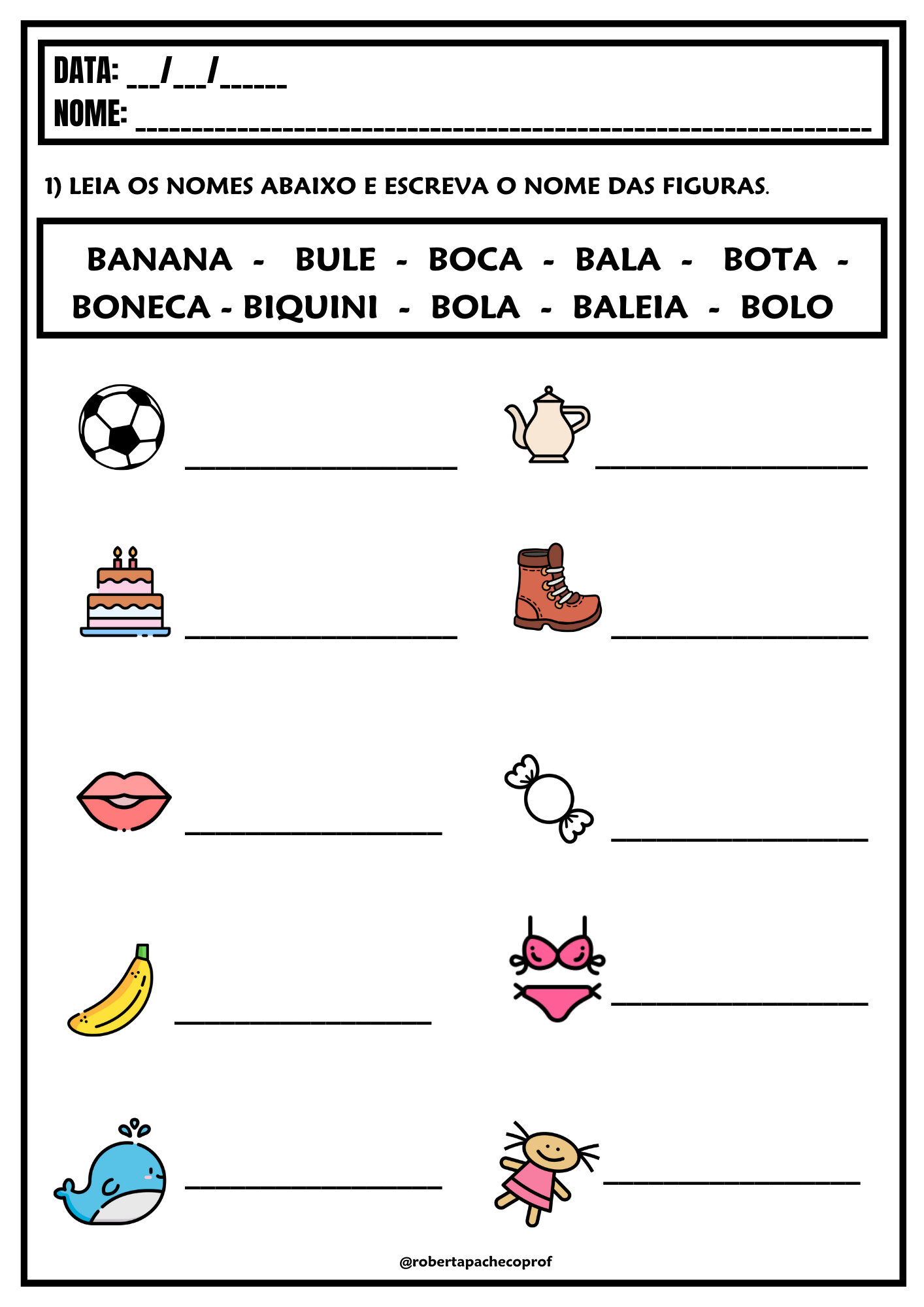 Escrita nome das figuras