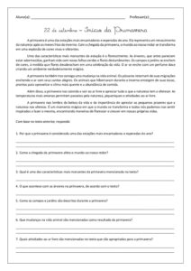 Primavera – Leitura + Interpretação