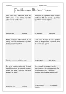 Problemas (Adição, Sub e Multiplicação)