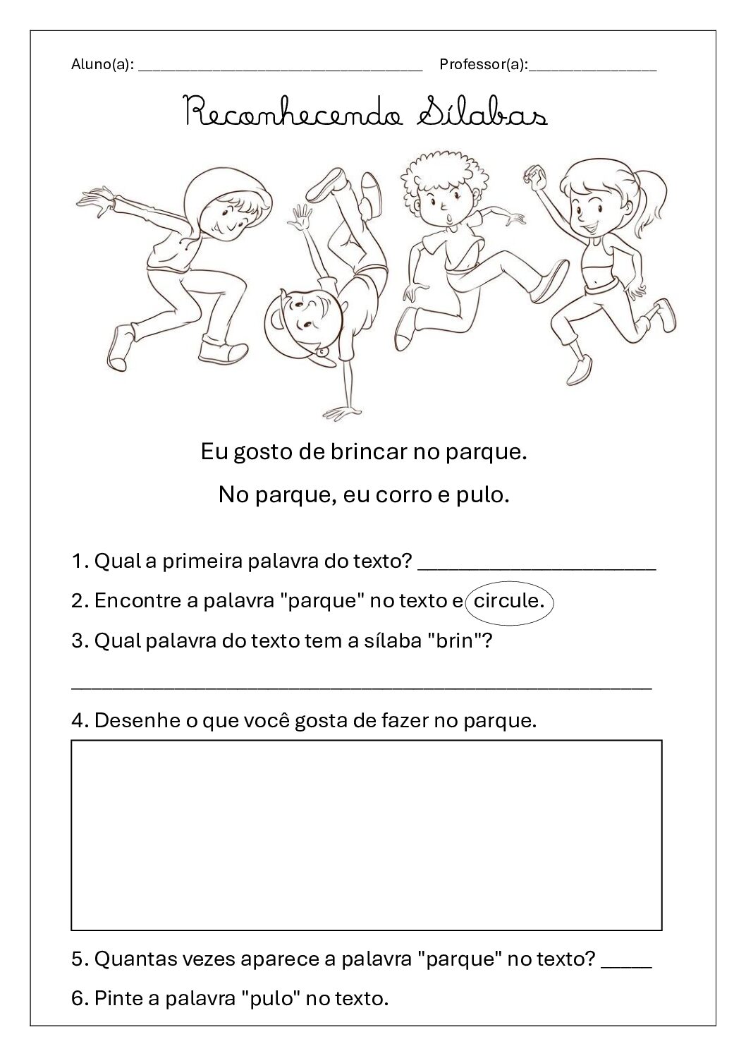 Reconhecendo sílabas