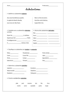 Exercícios sobre substantivos
