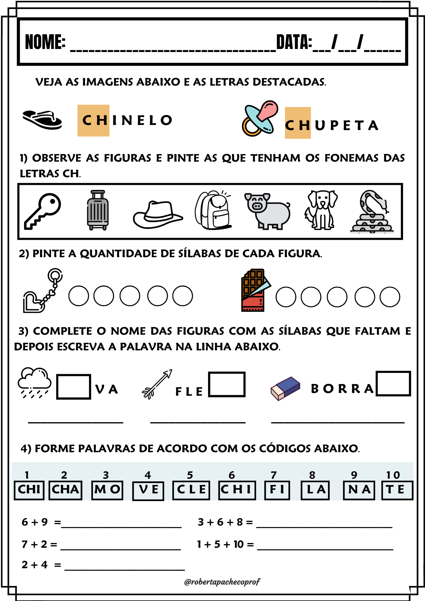 Atividades com sílabas complexas