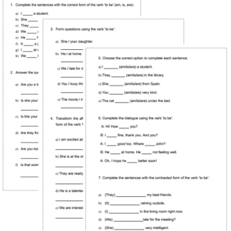 Lista de Exercícios: Verbo 'to Be'