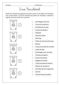 Lixo reciclável 2 atividades