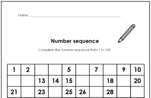 Number Sequence 1 – 100