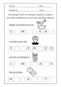 Adivinhe a palavra – atividade e jogo