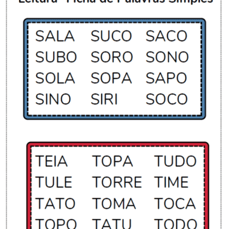 FICHAS DE LEITURAS SIMPLES 17 PAG