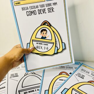 Atividade Interativa Volta as Aulas, Bolsa Interativa de Volta às Aulas em PDF, Material Didático, Atividades Escolares, Recursos Educativos, Kit Escolar, Volta às Aulas, Organização Escolar, Materiais para Professores, Atividades Interativas, Ensino Divertido