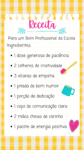 CARTÃO RECEITA DE BOM PROFISSIONAL NA ESCOLA