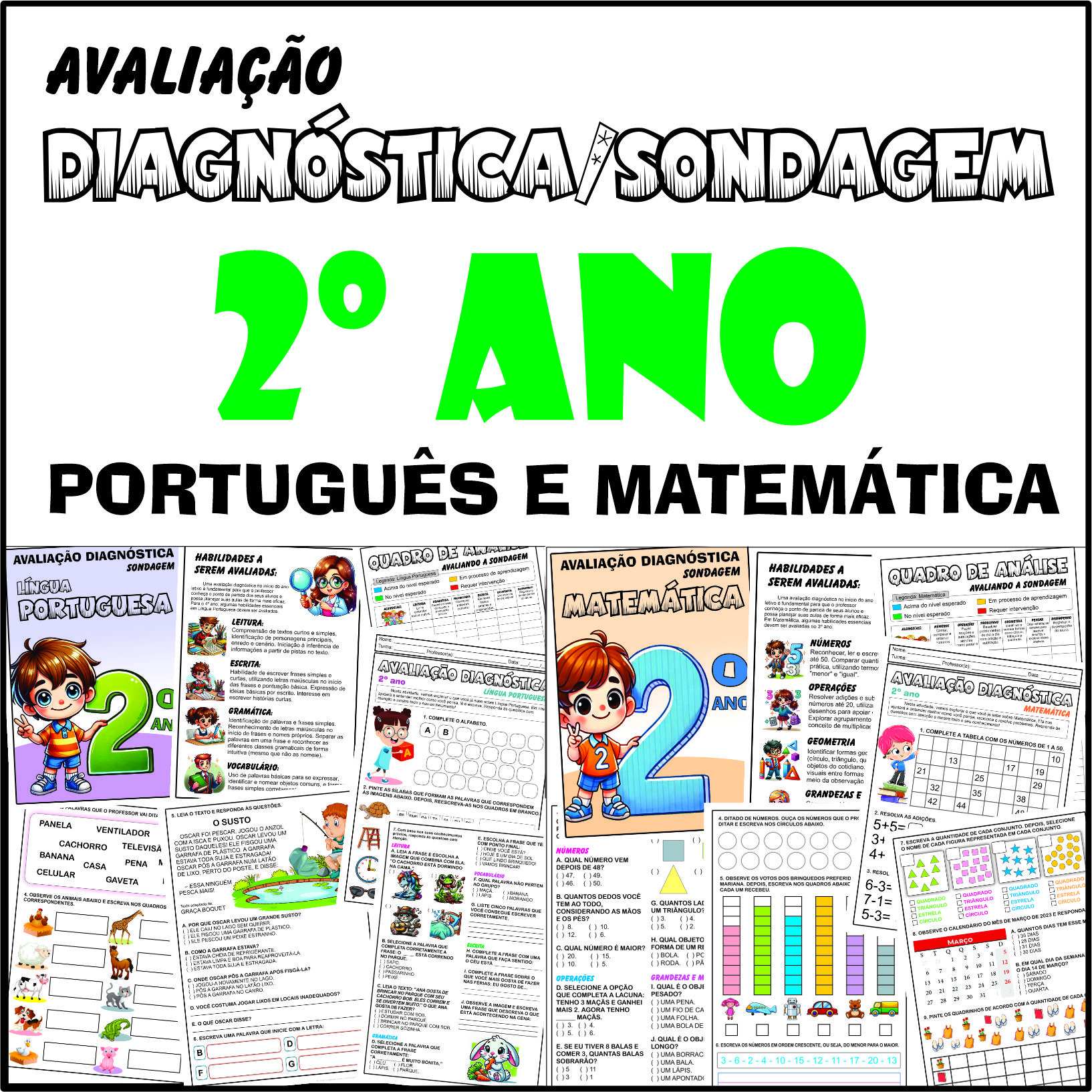 📚 Diagnóstica/Sondagem Para o 2º Ano – Português e Matemática 📐