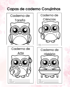 Capas de caderno Corujinhas